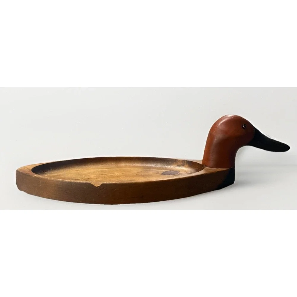 French Broad River Wooden Duck Decoy Company Signed Tray Rustic Cabin Decor